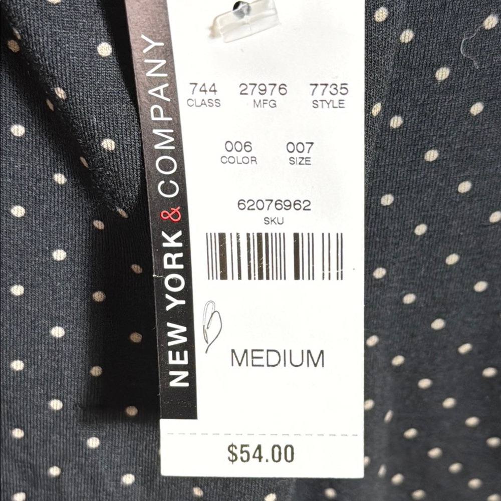 New York & Company Dress Black Polka Dot Faux Wrap Midi in Size M NWT - Picture 10 of 11